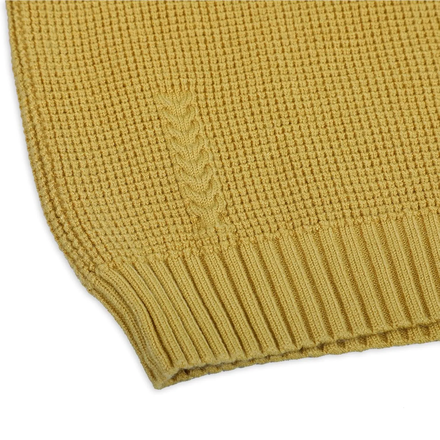 3D Neck Tie Premium Full Sleeves Knitted Sweater - Mustard