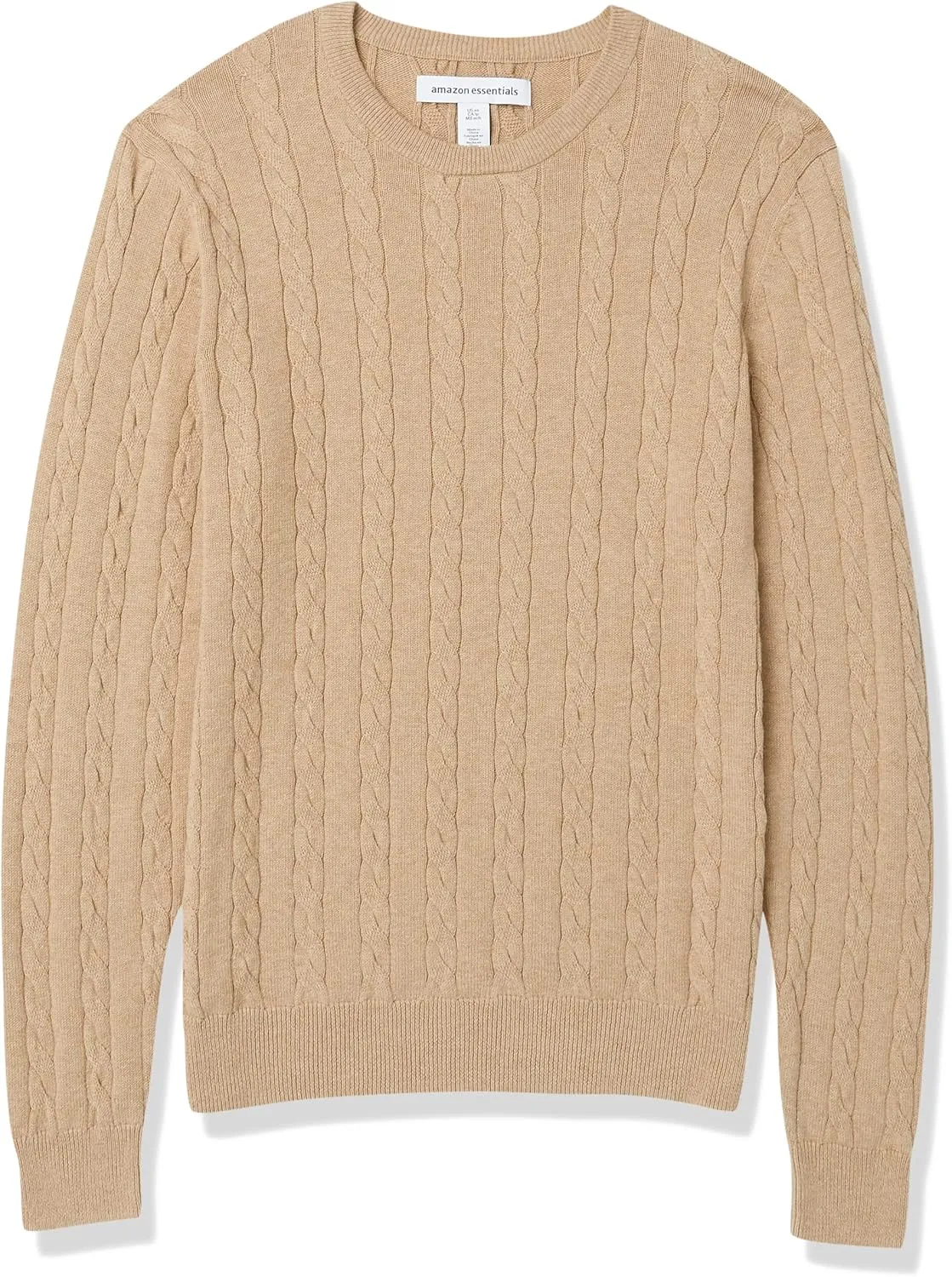Amazon Essentials Men's Crewneck Cable Cotton Sweater
