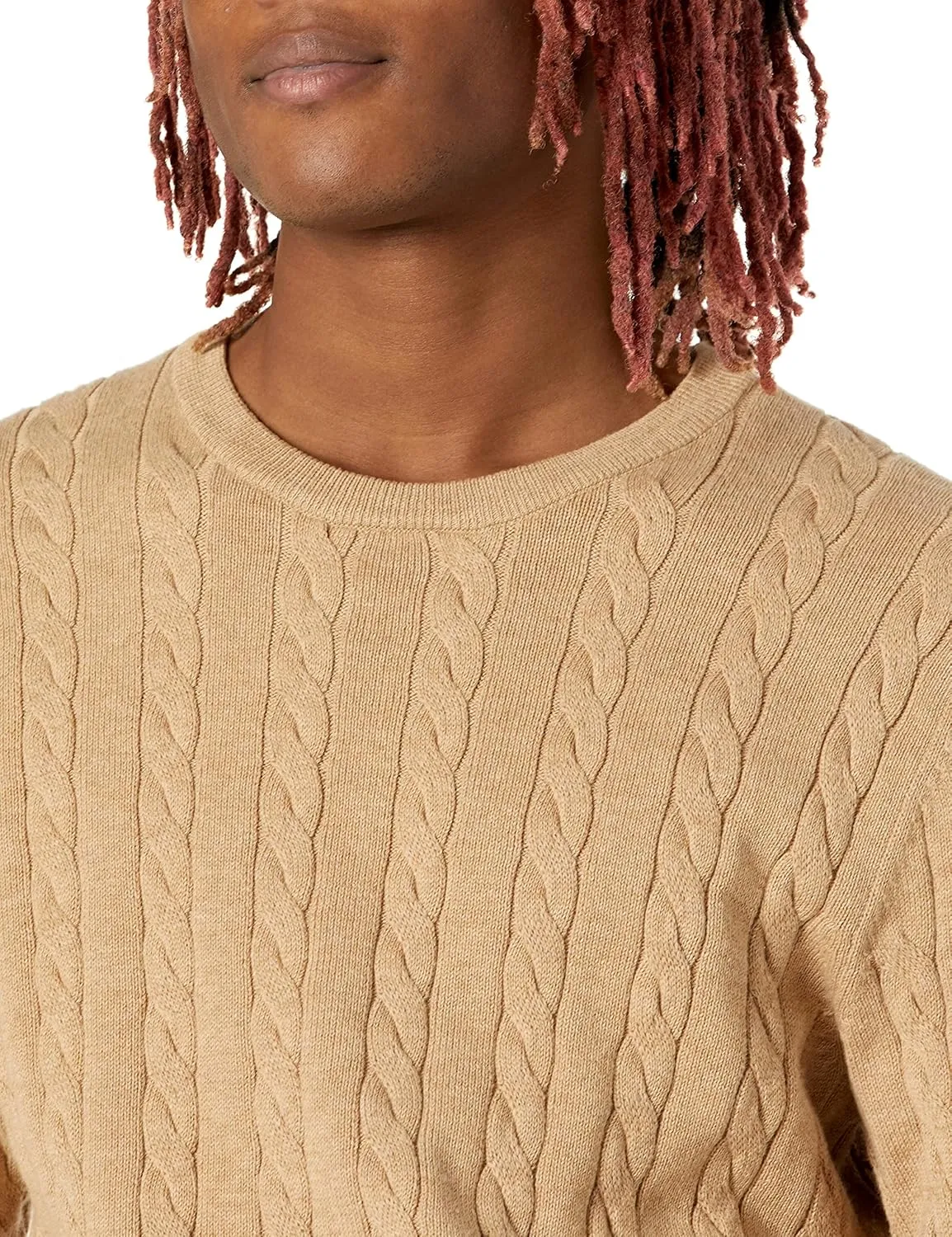 Amazon Essentials Men's Crewneck Cable Cotton Sweater