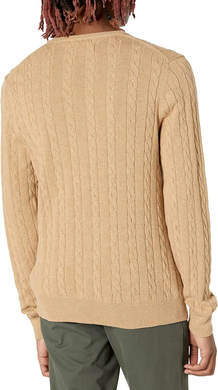 Amazon Essentials Men's Crewneck Cable Cotton Sweater