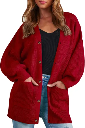 Cardigan Sweaters for Women Oversized Chunky Knit Long Cardigan Open Front Button Cardigans Trendy Fall with Pockets