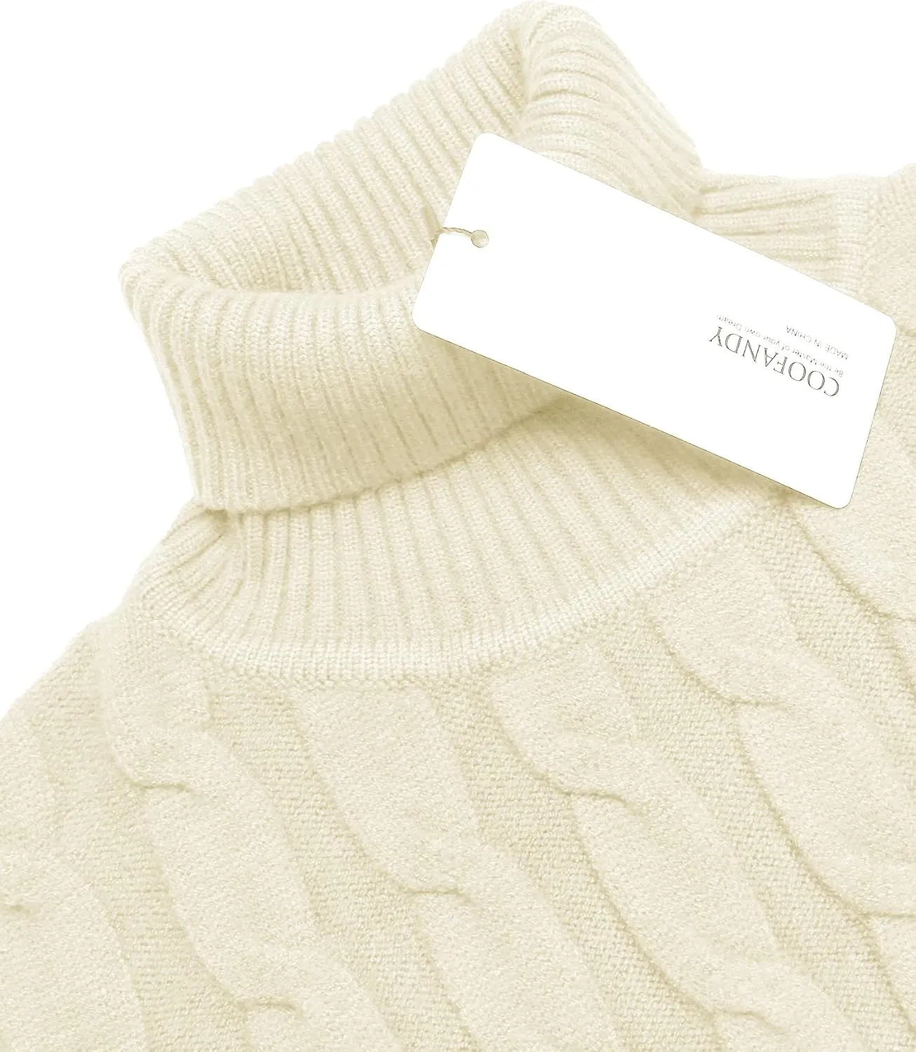 COOFANDY Men's Slim Fit Turtleneck Sweater Casual Twisted Knitted Pullover Sweaters