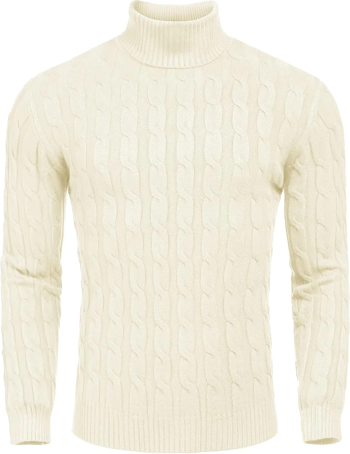 COOFANDY Men's Slim Fit Turtleneck Sweater Casual Twisted Knitted Pullover Sweaters
