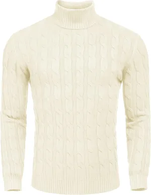 COOFANDY Men's Slim Fit Turtleneck Sweater Casual Twisted Knitted Pullover Sweaters