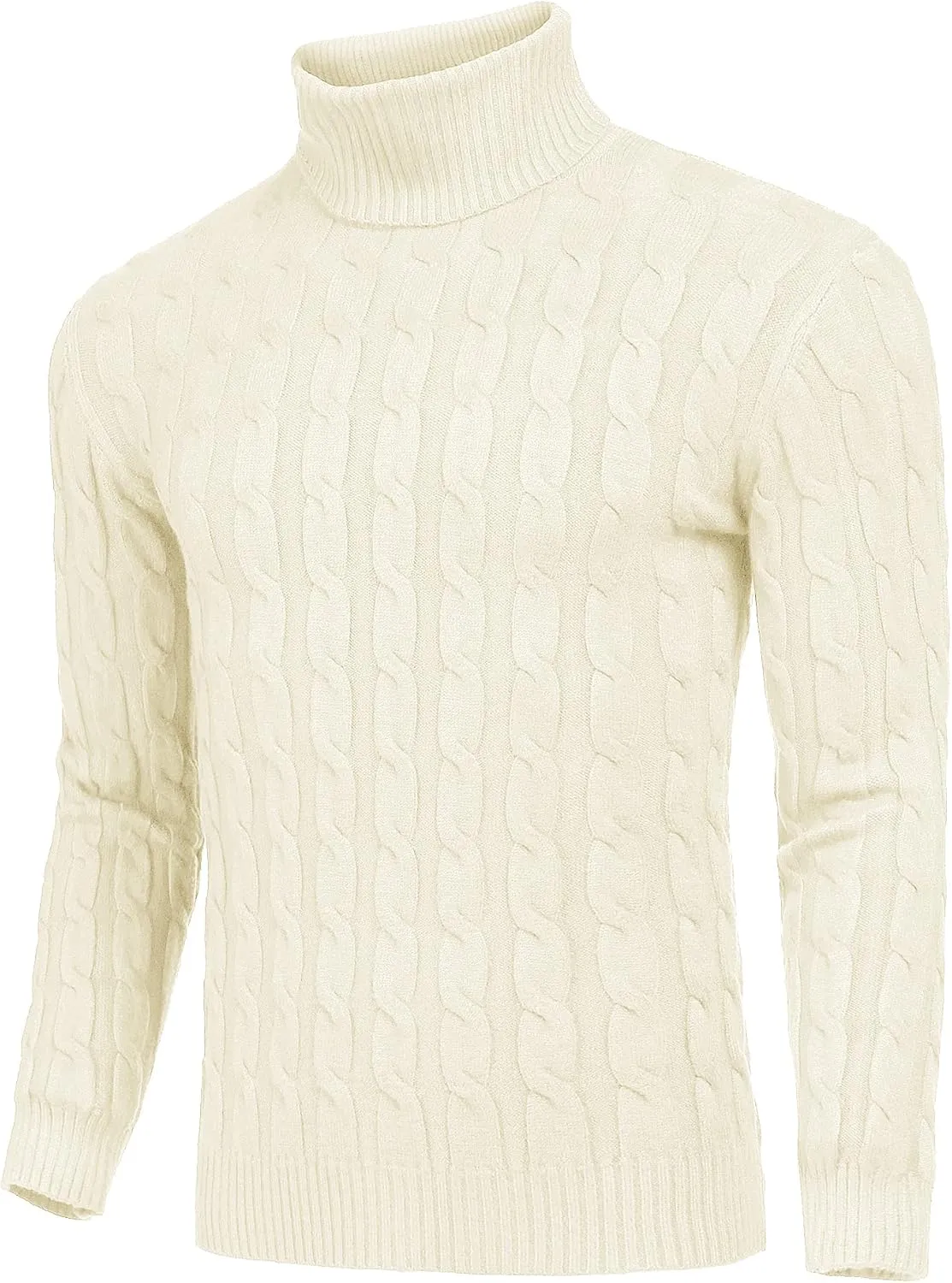 COOFANDY Men's Slim Fit Turtleneck Sweater Casual Twisted Knitted Pullover Sweaters