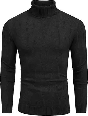 COOFANDY Men's Slim Fit Turtleneck Sweater Long Sleeve Casual Knitted Pullover Sweaters