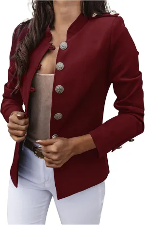 JEGULV Blazer Jackets for Womens Mock Neck Button Jacket Open Front Cardigan Blouse Tops Business Casual Suit Coats