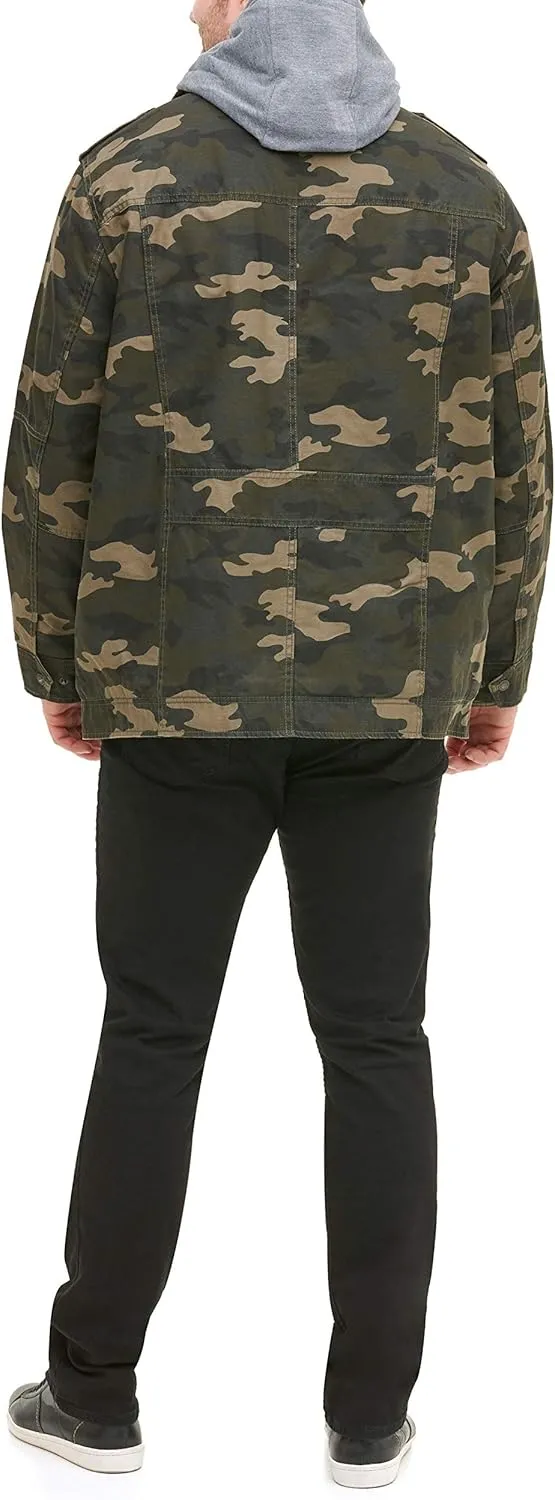 Levi's Men's Washed Cotton Hooded Military Jacket