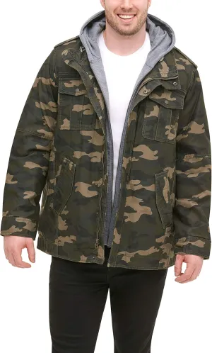 Levi's Men's Washed Cotton Hooded Military Jacket