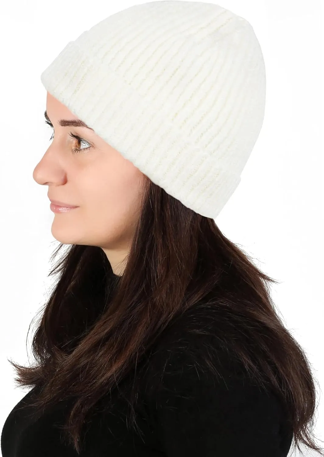 Lilax Rib Knit Women and Men's Beanie, Soft and Warm Cuff Winter Beanie Hat