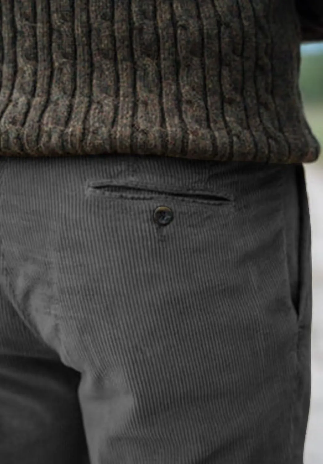 Mens Corduroy Casual Pants Elastic Waist Classic Fit Trousers