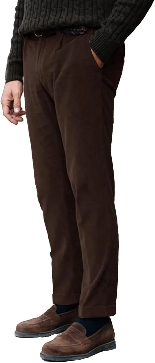 Mens Corduroy Casual Pants Elastic Waist Classic Fit Trousers