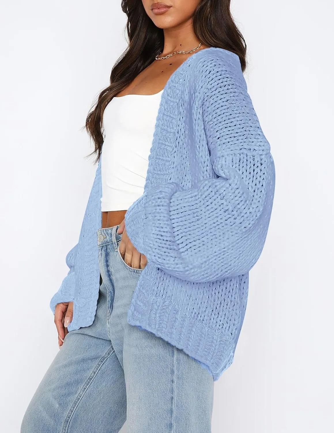 PRETTYGARDEN Womens Cardigan Sweaters 2025 Spring Fall Trendy Chunky Knit Outerwear Outfits Fashion Long Sleeve Cardigans
