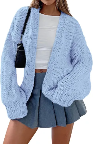 PRETTYGARDEN Womens Cardigan Sweaters 2025 Spring Fall Trendy Chunky Knit Outerwear Outfits Fashion Long Sleeve Cardigans