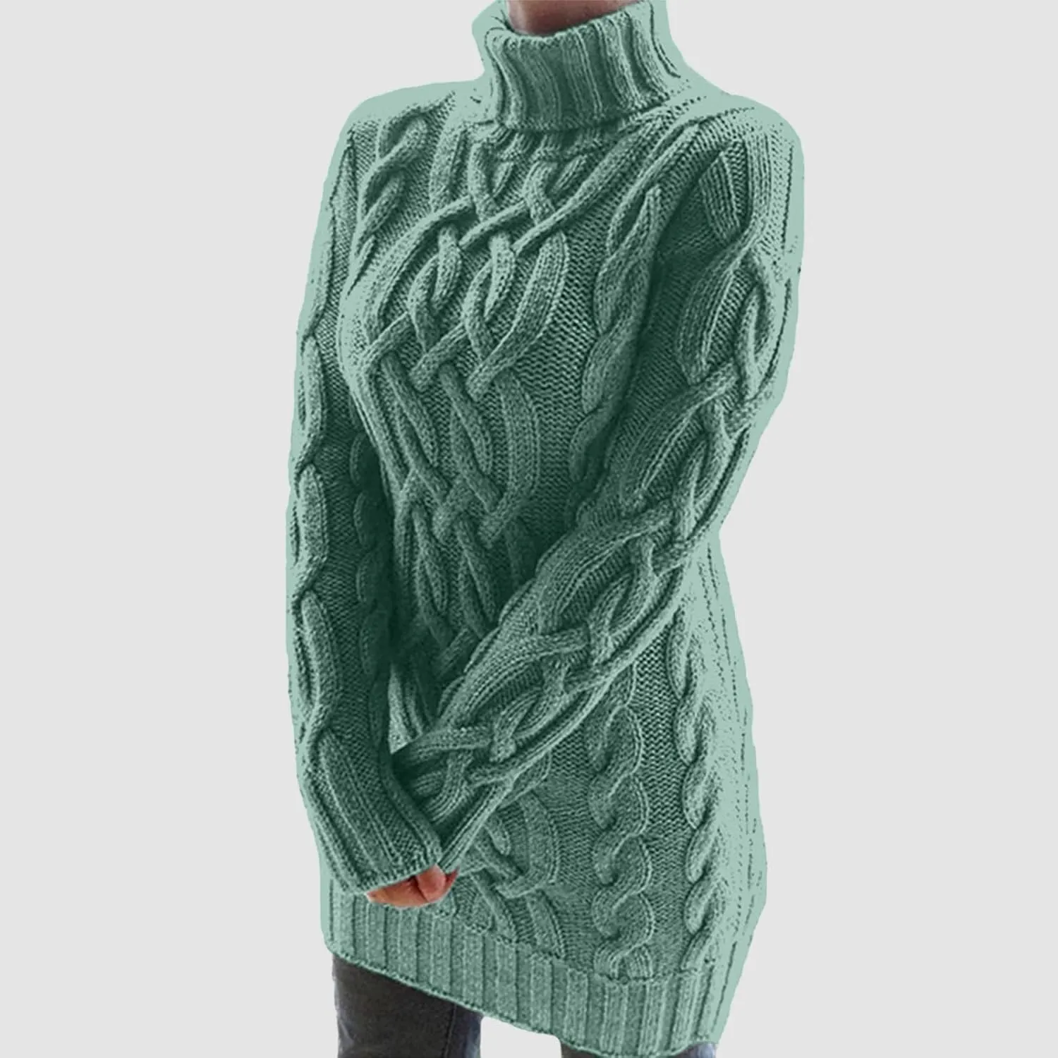 Sweater Dress for Women Oversized Crewneck Long Sleeve Mini Dress Solid Chunky Knit Sweater 2024 Fall Winter Pullover