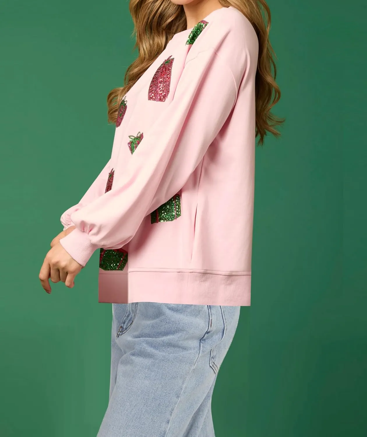 Ugly Christmas Sweaters for Women Cute Sequin Nutcracker Crewneck Sweatshirts Holiday Santa Oversized Pullover Tops