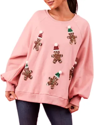 Ugly Christmas Sweaters for Women Cute Sequin Nutcracker Crewneck Sweatshirts Holiday Santa Oversized Pullover Tops