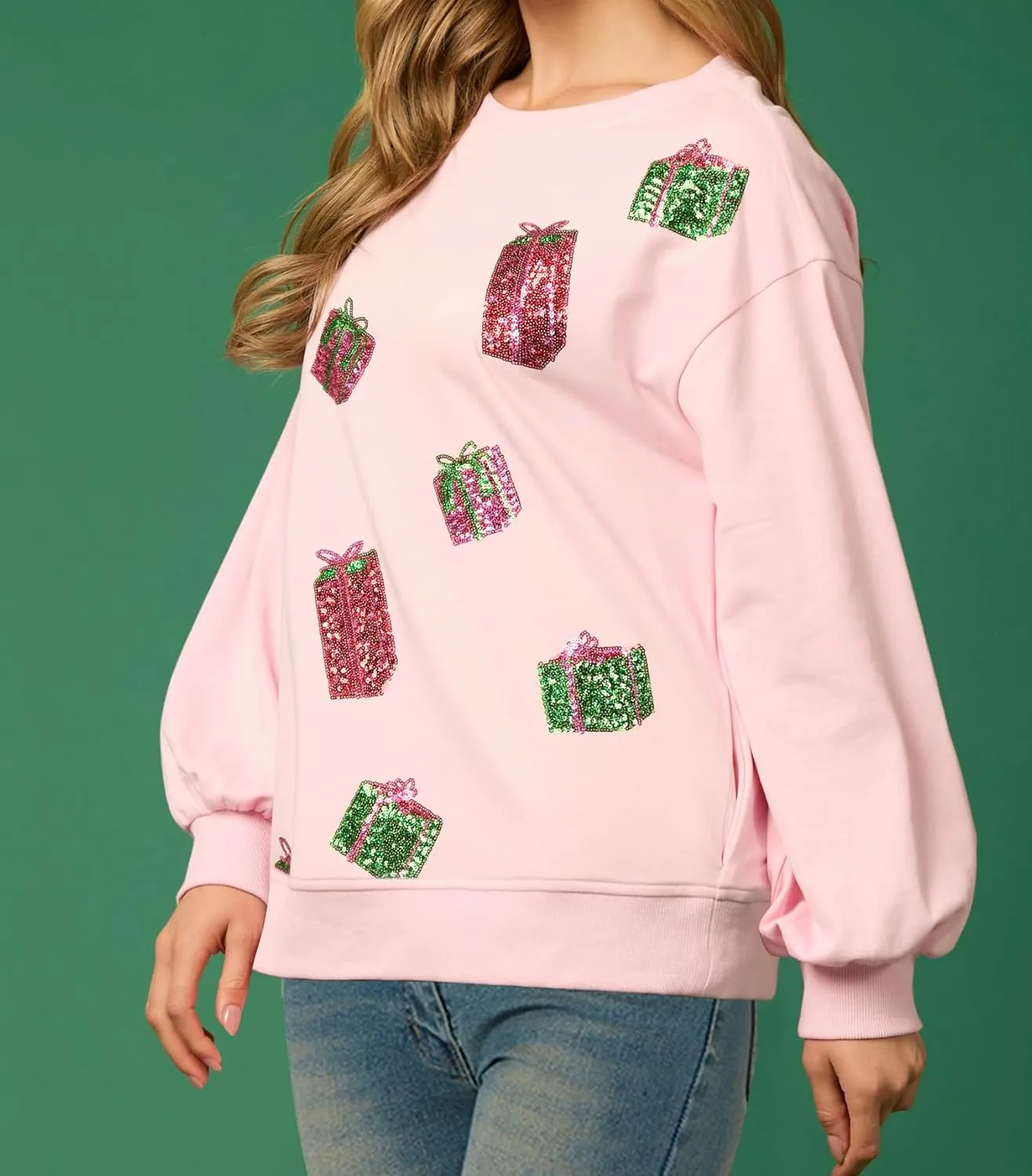 Ugly Christmas Sweaters for Women Cute Sequin Nutcracker Crewneck Sweatshirts Holiday Santa Oversized Pullover Tops