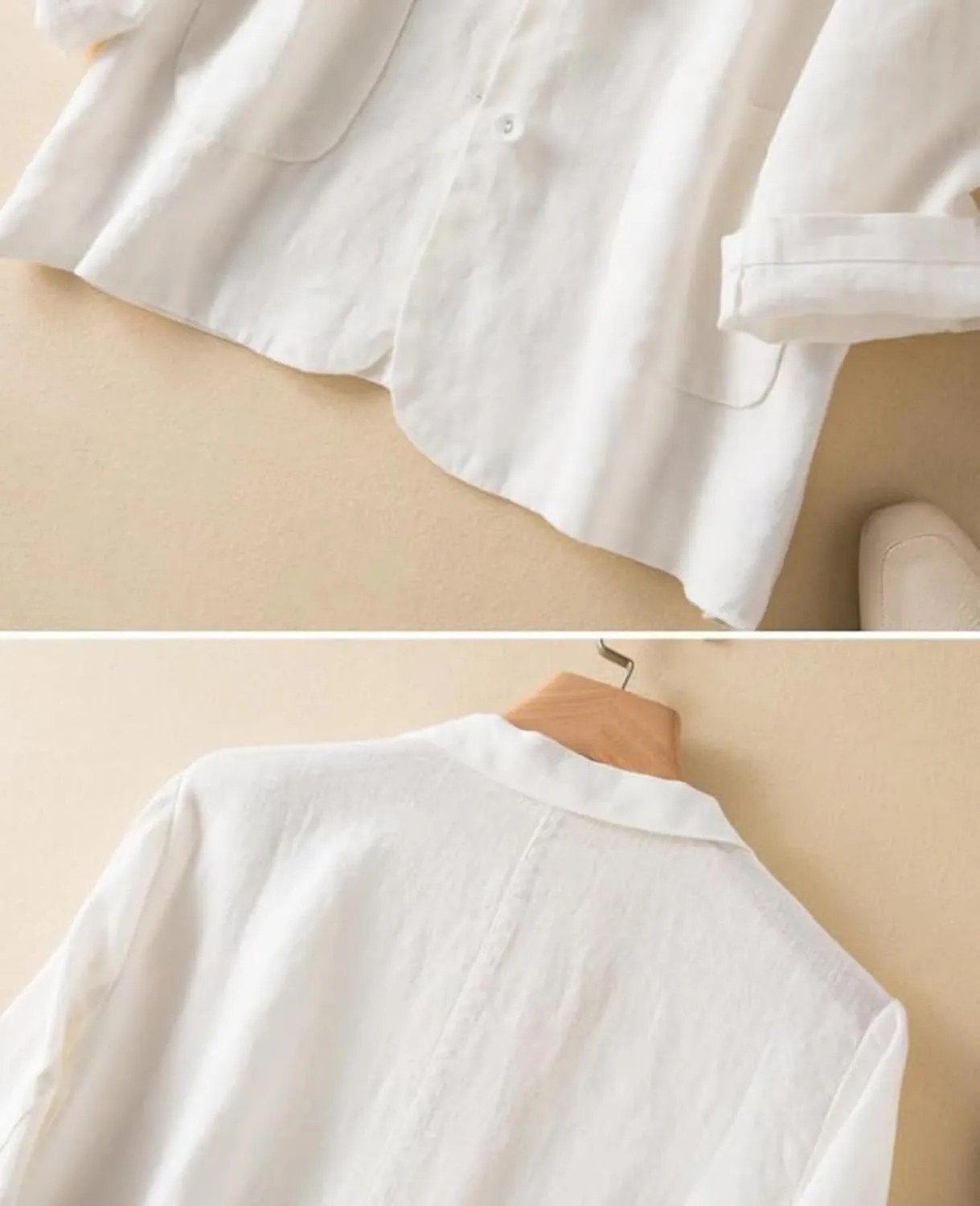 Women's Linen Blazer Jacket 2025 Lightweight Button Lapel Casual Long Sleeve Work Office Summer Jackets