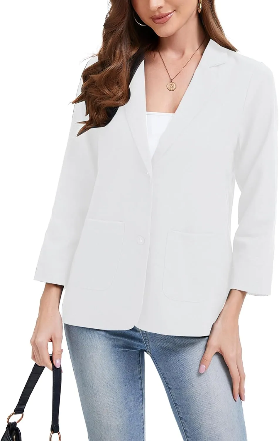 Women's Linen Blazer Jacket 2025 Lightweight Button Lapel Casual Long Sleeve Work Office Summer Jackets